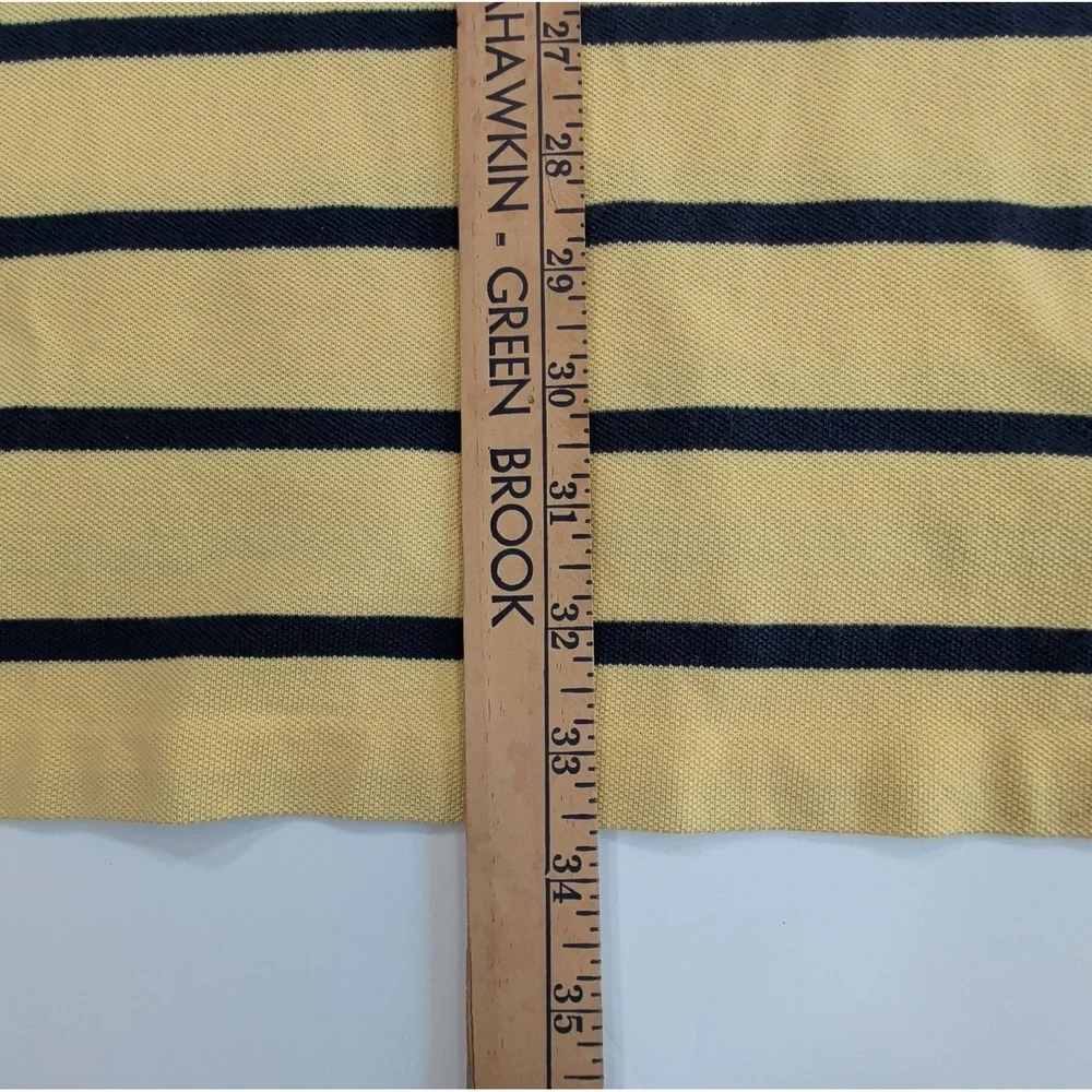 Vintage Ralph Lauren Polo Shirt Mens 2XLT Tall Yellow Navy Striped Preppy Campus